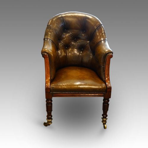 fig 1. William IV rosewood button-back leather desk chair