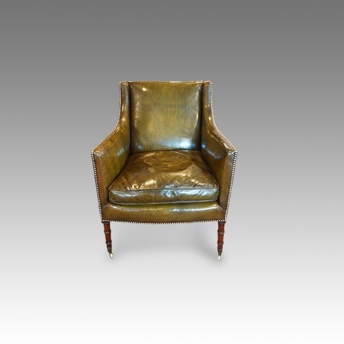 Regency Mahogany Leather Library Chair