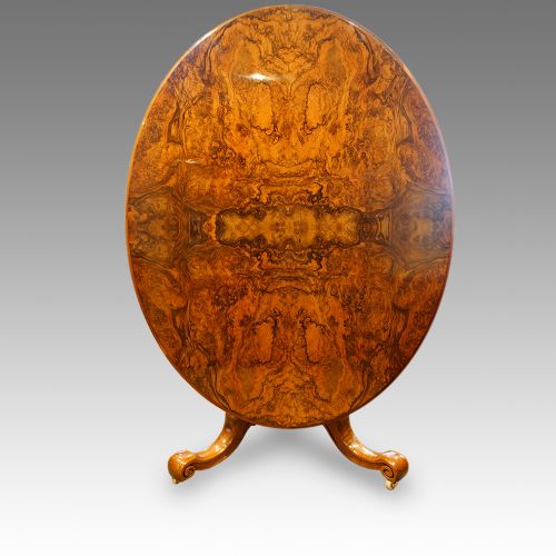 Victorian Burr Walnut Oval Dining Table