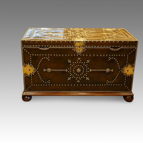 Brass and Leather Bound Chest in the Regency Manner