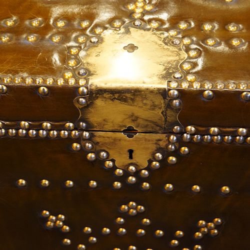 fig 1. Brass and leather bound chest in the Regency manner
