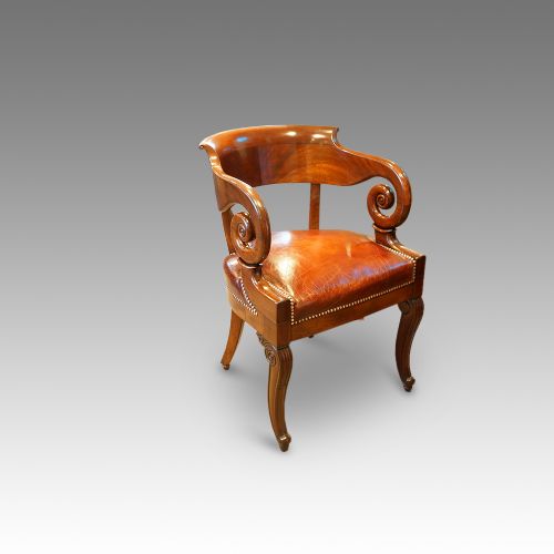 Empire Revival Mahogany Tub Shaped Desk  Chair