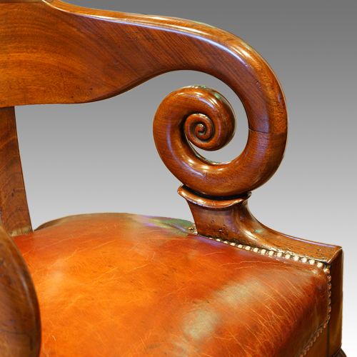 fig 1. Empire revival mahogany tub shaped desk chair