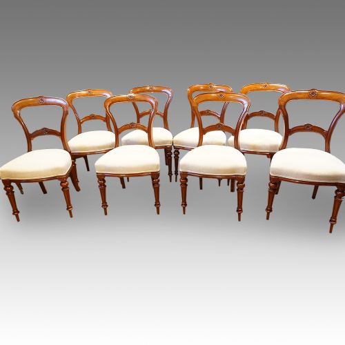 Set of 8 Victorian Walnut Dining Chairs