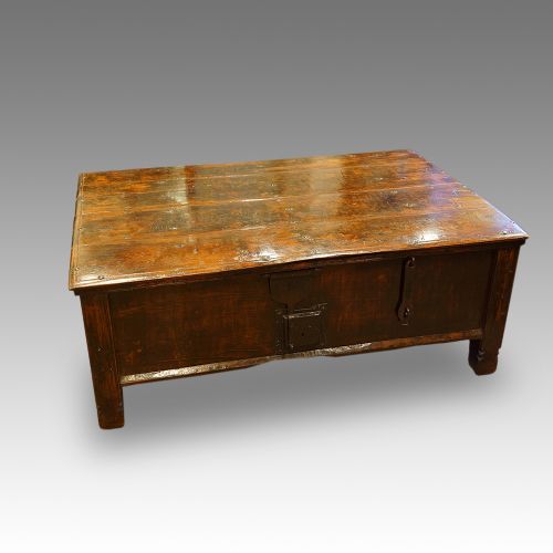 Antique Colonial Hardwood Large Trunk