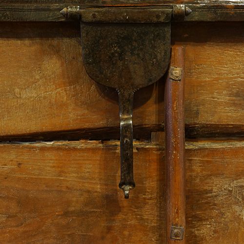fig 1. Antique Colonial hardwood large trunk