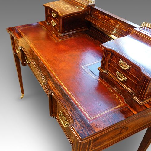 fig 1. Edwardian inlaid rosewood desk by James Shoolbred & co