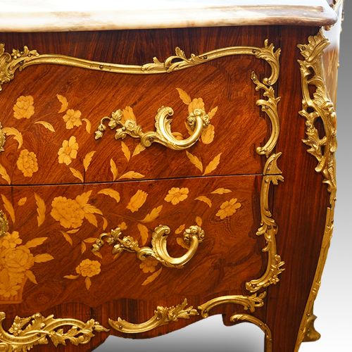 fig 1. French inlaid serpentine marble top commode,1920's
