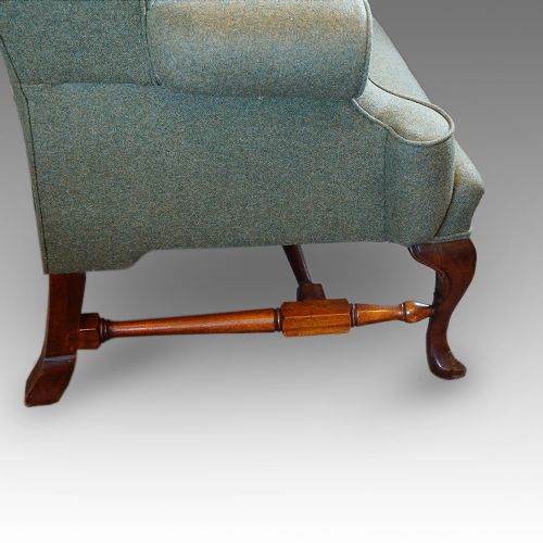 fig 1. Georgian style wing chair in Khaki tweed material