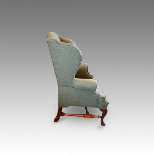 fig 2. Georgian style wing chair in Khaki tweed material