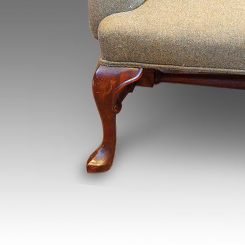 fig 3. Georgian style wing chair in Khaki tweed material