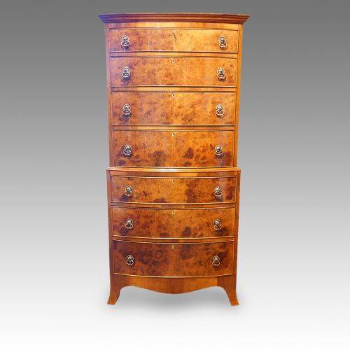 Walnut 1920’S Bow Fronted Tallboy Chest