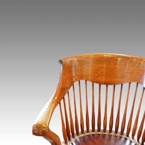 fig 3. Edwardian oak spindle back revolving desk chair