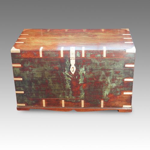 Antique Victorian Brass Bound Military Chest with Some Original Paint
