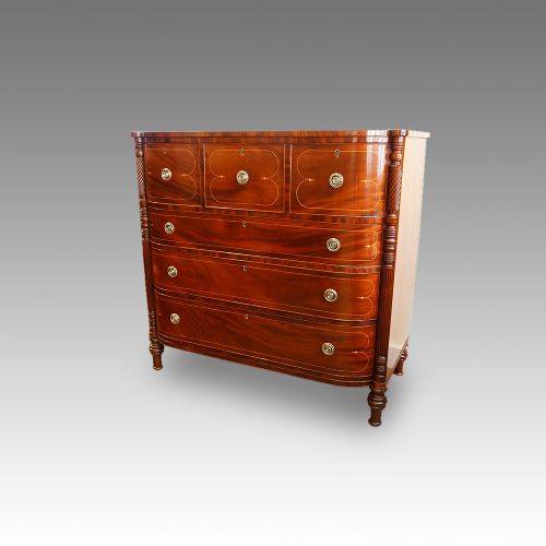 fig 2. Antique Regency inlaid mahogany chest of drawers