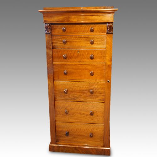 Victorian Walnut Secretaire Wellington Chest