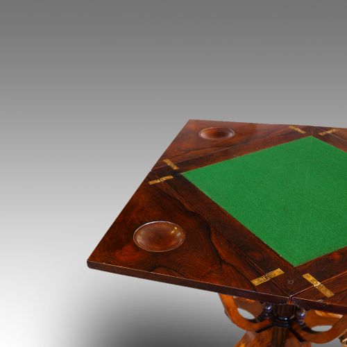 fig 1. Late Victorian inlaid rosewood envelope card table