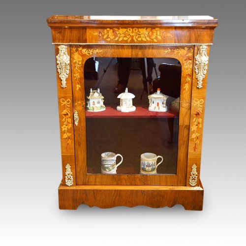 Victorian Floral Inlaid Pier Cabinet