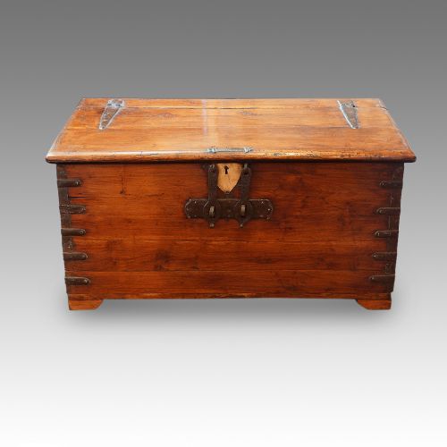 Antique Colonial Merchants Chest with Iron Fittings