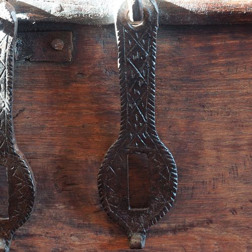fig 2. Antique Colonial merchants chest with iron fittings