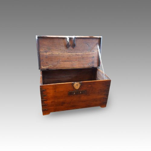 fig 3. Antique Colonial merchants chest with iron fittings