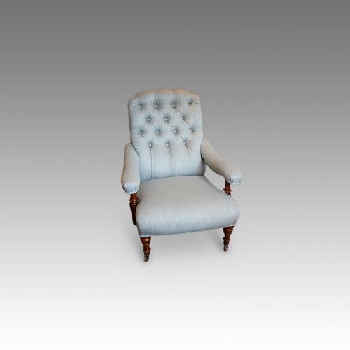 Victorian Walnut Library Easy Chair