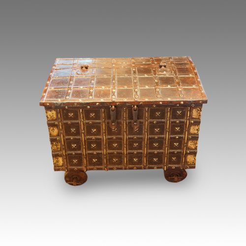 Small Indian Iron Bound Marriage Chest