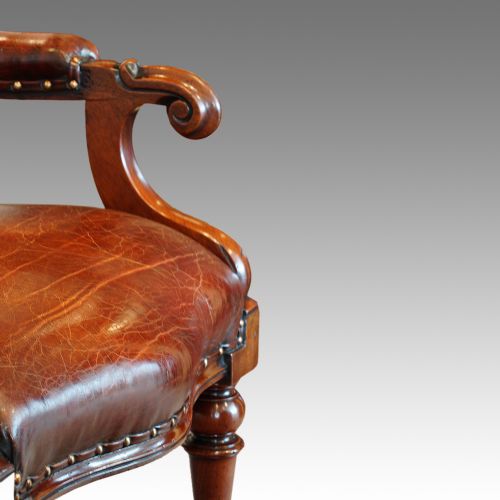fig 1. Victorian turned leg leather reading chair