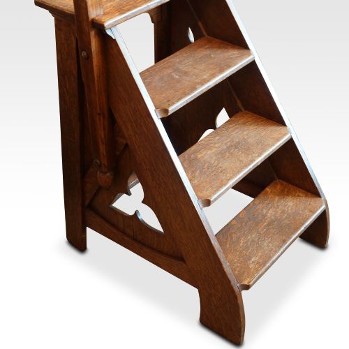 fig 1. Victorian Gothic oak library steps