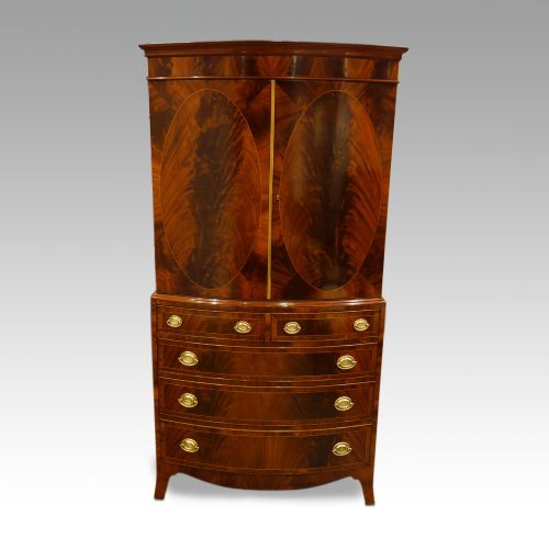Mahogany Bow Fronted Small Linen Press