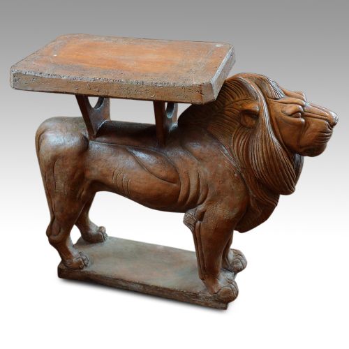 Terracotta Lion Garden Stand Circa 1920