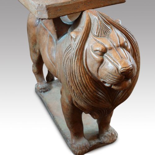 fig 1. Terracotta lion garden stand circa 1920