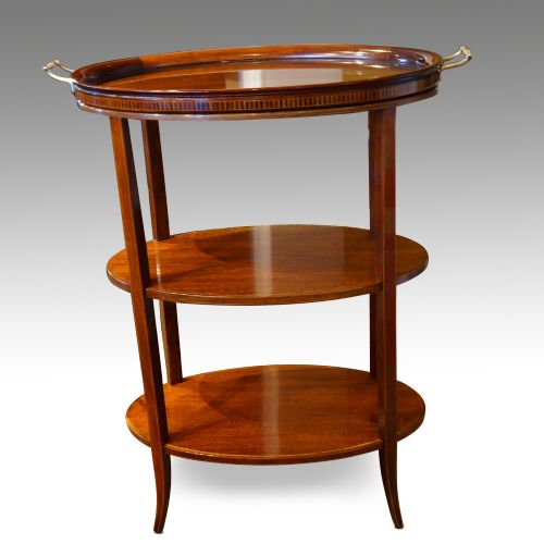Edwardian Inlaid Mahogany Oval Tray Table