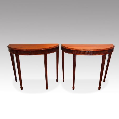 Pair of Edwardian Mahogany Demi Lune Console Tables
