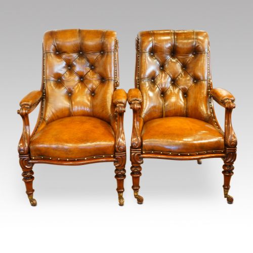 Pair of William IV Mahogany Library Chairs
