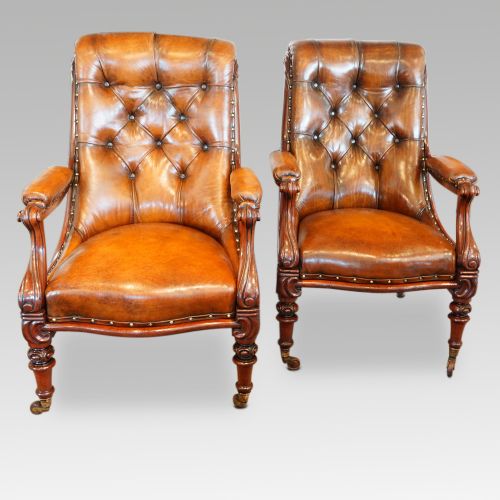 fig 3. Pair of William IV mahogany library chairs