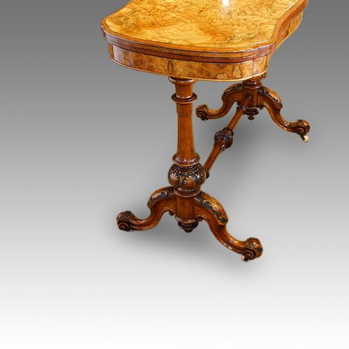 fig 1. Victorian inlaid walnut serpentine card table