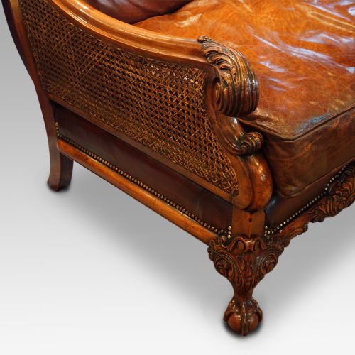 fig 1. Edwardian walnut and leather bergere sofa