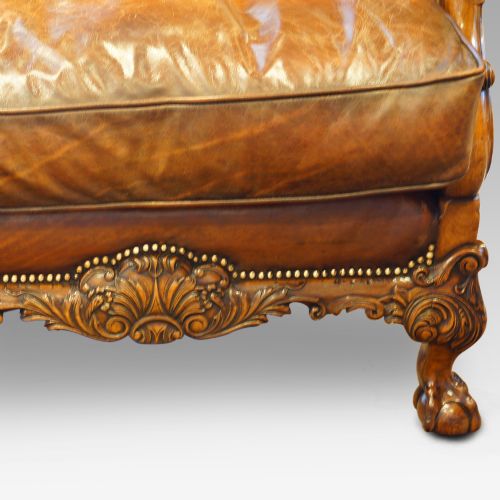 fig 2. Edwardian walnut and leather bergere sofa