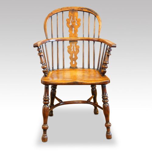 fig 1. Set of 4 Antique Yew wood Windsor armchairs