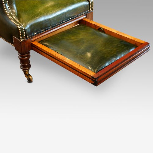 fig 1. William IV leather button back reclining patent library chair
