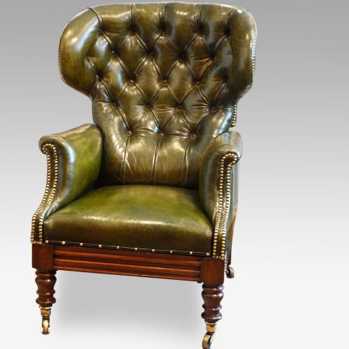 fig 3. William IV leather button back reclining patent library chair