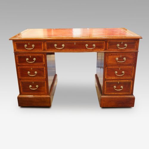 fig 2. Edwardian inlaid mahogany pedestal desk