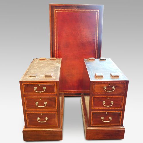 fig 3. Edwardian inlaid mahogany pedestal desk