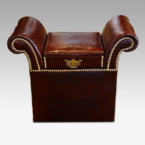 Edwardian Simulated Crocodile Leather Dressing Stool
