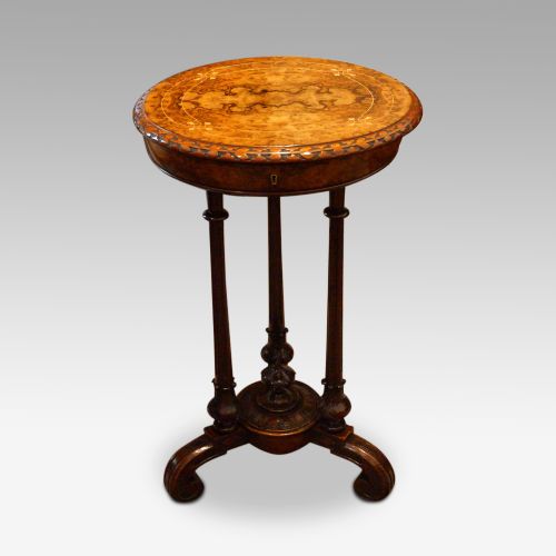 Victorian Inlaid Walnut Circular Workbox