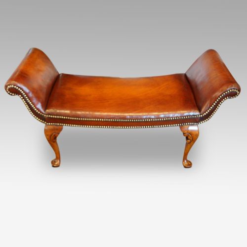 Walnut and Leather Window Seat in the Queen Anne Style