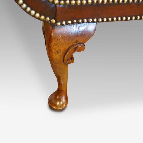 fig 1. Walnut and leather window seat in the Queen Anne style
