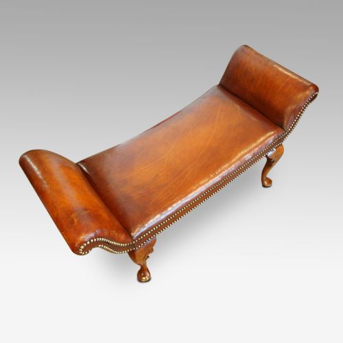 fig 3. Walnut and leather window seat in the Queen Anne style