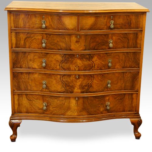 Maple & Co Walnut Serpentine Chest of Drawers